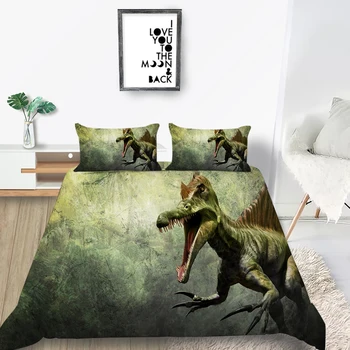 Dinosaurie Sängkläder Set Vocanic Utbrott 3D Fashionabla Påslakan Kung Dam Dubbel Full Enda Dubbel Unik Design bäddset