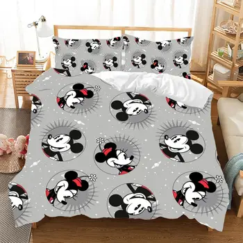 Disney Minnie-Mickey Mouse Sängkläder I Enkel-Dubbel-Queen King Size-Säng Uppsättningar Barn Hjälparen Påslakan Örngott Gåvor