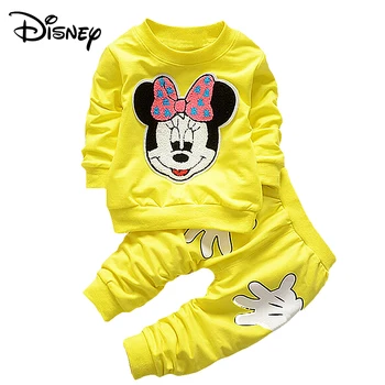 Disney Musse Mimmi Frusen Pojke Kläder Våren Hösten Print Lång T-shirt Top Overall Byxor Outfits Barn Bebes Jogging Suit