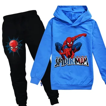 Disney Pojkar och Flickor Hoodies och Byxor Passar Tecknat Spiderman barnkläder Tröjor Casual Fashion Tröja Jogging Byxa