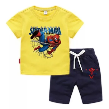 Disney Spiderman Pojkar Kläder Uppsättning Sommar-Barn T-shirt Med Byxor, Casual Sport Passar 2st Träningsoverall Kläder barnkläder