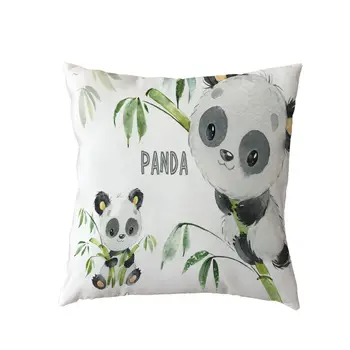 Djur Panda Skriva ut Kuddöverdrag Polyester Vit Bambu Blomma Ut Dekorativa Örngott Familjerum Soffa Stol Inredning 45X45CM