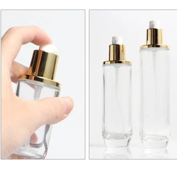 Droppflaska Resor Trycker Du På Pumpflaska Av Glas Klart Tomma Kosmetiska Behållare Viktigt Lotion Flaskor Grädde Kosmetiska Behållare