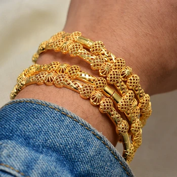 Dubai Arab Smattra Lyx Guld Färg Smycken Armband för Kvinnor Etiopiska Armband Middle East African Party bröllop Gåvor