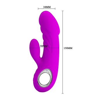 Dubbla Motorer Vibrator USB-Vattentät Vibrerande Rabbit G-spot Vibrator Slidan, Klitoris Stimulering Dildo Massager med dragring