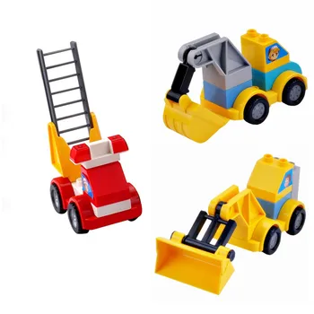 Duploe Trafik Stor Byggnad Block Slide DIY Klassiskt Stycke Stor storlek som Leksak tillbehör som är kompatibla legoe brandbil Gaffeltruck
