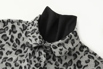 [EAM] Lös Passform Leopard Print Stor Storlek Ull Päls Parkas Nya Turtleneck Long Sleeve Kvinnor Mode Tide Höst Vinter 2021 1Y800