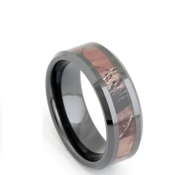 Eamti 8mm Svart Keramisk Ring Kvinnor Camo Inlaga vigselringar förlovningsringar För Män Mode Finger Kvinnliga Smycken