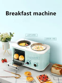 Elektrisk 3 i 1 Hushåll Frukost maskinen mini bröd brödrost bakugn omelett stekpanna, stek panna mat ångaren EU