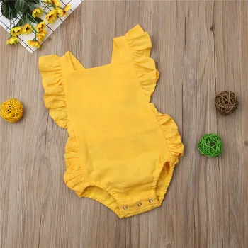 Emmababy Nyfödda Baby Flicka Pojke Volang Klänning Romper Jumpsuit Outfits Sunsuit