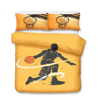 En Sängkläder Set 3D-Utskrivna Påslakan bäddset Sport Basket hemtextil till Vuxna Sängkläder med Örngott #LQ15