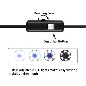 Endoskop Kamera Semi-rigid Hårt Kabel-7/5.5MMIP67 Vattentät 6LEDs Borescope Inspektion Kamera För Windows Macbook PC Android