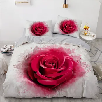 Enkla Sängkläder Uppsättningar 3D Växt Blomma Täcke påslakan Set Täcke Lakan Örngott King Queen size-Full Dubbel Hem Texitle