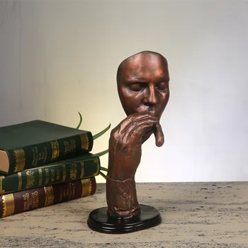 ERMAKOVA Retro Rökare Figur Medlare Abstrakt Skulptur Kreativ Man som rökte Cigarr Staty Harts Hem Kontor Dekoration Eller