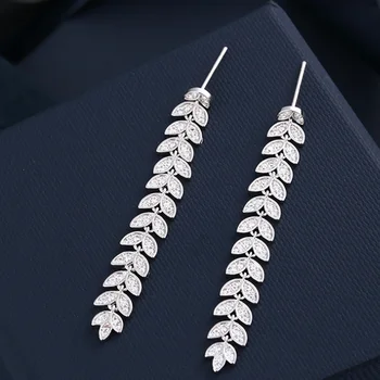 Ett hem Europeiska och Amerikanska örhängen sterling silver s925 nål långa palm leaf örhängen kvinnor mode ljus lyx design smycken oc