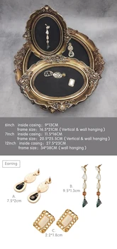 Europeiska oval antik bildramen, Palace royal stil smycken display rack,örhänge lagring rack, smycken fotografering rekvisita
