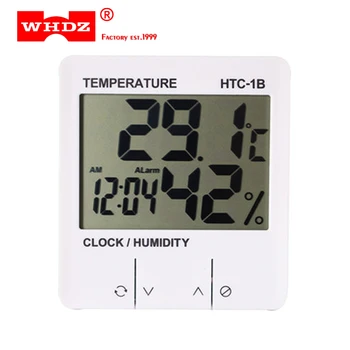 Exklusivt! Digital Termometer Elektronisk Temperatur Luftfuktighet Meter HTC-1B Inomhus Rum Hygrometer väderstation Väckarklocka