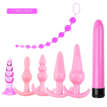 EXVOID 7ST Anal Plug Ställa sexleksaker för Män Kvinnor Anal Beads Vagina, Anus Dilator G-spot Massager Butt Plug Silikon