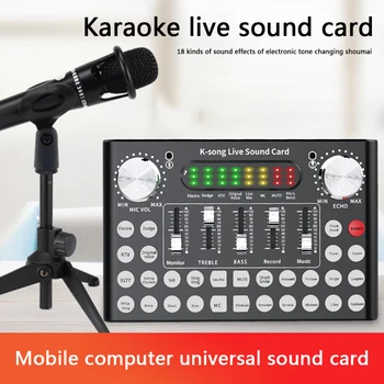 F9 Bluetooth Webcast ljudkort 18 Sound Headset USB-Mikrofon Live Streamer Sända Ljud Kort för PC mobiltelefoner