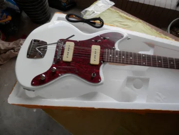 Fabriken anpassad för hög kvalitet verkliga bilden vit Jaguar elektrisk gitarr 9yue23