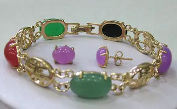 Fantastisk Flerfärgad Jade Smycken armband armband örhängen som jade