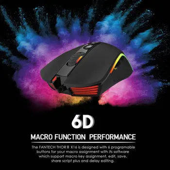 FANTECH X16 Yrke Gaming Mouse 4200DPI Justerbar 6-Knappen Makro-Kabel Musen för att Musen FPS Gamer LOL Ergonomisk Mus