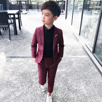 Fashion Kids Kostymer Baby Boys Kavajer 2020 Våren Bomull Kappa Byxor 2 St Pojke Passar Formellt För Bröllop Chlidren Kläder