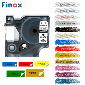 Fimax Kompatibel för Dymo 45013 40913 43613 45803 40918 45010 45020 12 mm Etikett-Tejp för Dymo Label Maker LM160 LM280 PNP