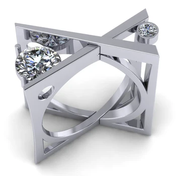 Fina Ljus Silver Färg över Zirkon Geometriska Finger Ringar Mode Smycken Infinity Tecknet Strass förlovningsring Z4T215