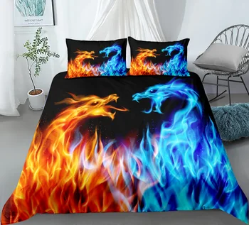 Fire dragon sängkläder i enkel-dubbel-dubbel drottningen kungen cal king size-säng, sängkläder set
