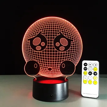 Fjärrkontrollen Gråter ansiktsform 3D-nattlampa LED-Vision 7 Färg Ändra USB-Tabell Akryl Härlig Lampa För barnets Leksak Eller