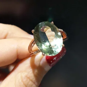 FLZB ,Stora naturliga 13.5 ct grön ametist Ring, ovala bitar 12*16 ädelsten ring i 925 sterling silver ädelsten smycken för tjejer