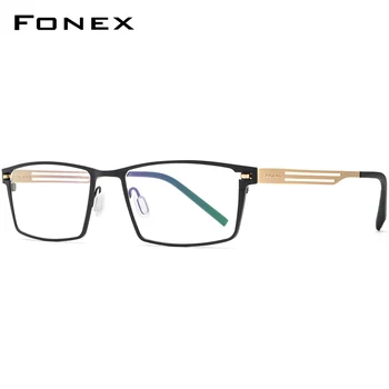 FONEX Ren Titan Glasögon Män 2020 Nytt Recept på Torget Glasögon Ram Kvinnor Närsynthet Optiska koreanska Skruvlösa Glasögon 8531