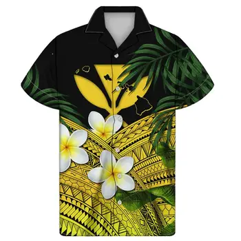 FORUDESIGNS Män Casual Korta Ärmar Shirts Hawaii Polynesiska Kubanska Guayabera Stranden Kläder Manliga Topp-Shirts Dropship