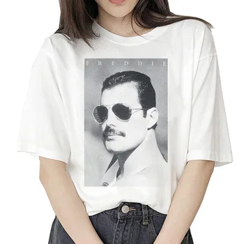 Freddie Mercury-t-shirt hip hop kvinnor mode streetwear tshirt kläder vintage harajuku ulzzang t-shirt Grafisk 90-talet kvinnliga toppar