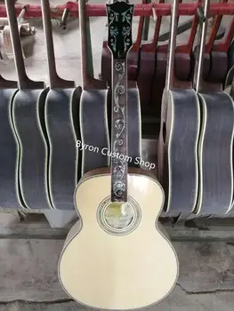 Fri frakt AAA anpassad gitarr lågan lönn glans naturliga gitarr solid gran jumbo 43 cm akustisk gitarr