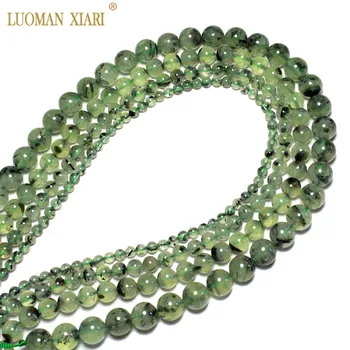 Fri frakt AAA Naturlig Grön Prehnites Rund natursten Pärlor För Smycken Gör DIY-Armband Halsband 4/6/8/10/12mm