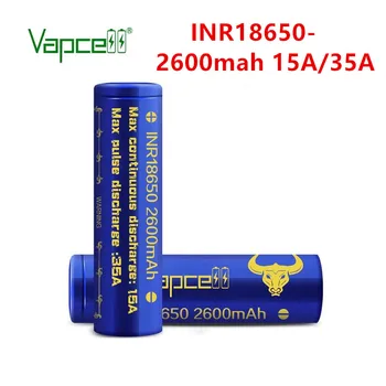 Fri frakt QZ Vapcell ursprungliga 18650 2600mah 15A / 35A 3,7 v Laddningsbart Li-lon Batteri cell lithium batterier till ficklampa