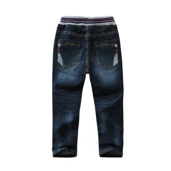 Främjandet av Hög kvalitet för Barn Jeans Klassisk enfärgad Resår i Midjan i Bomull Denim Pojkar Jeans byxor För 3-14 År barn slitage