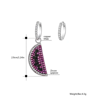 Färgglada Cubic Zirconia Vattenmelon Droppe Örhänge För Kvinnor Mode Smycken Kvinnliga Uttalande Asymmetriska Örhängen Fest Eller Brincos