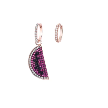 Färgglada Cubic Zirconia Vattenmelon Droppe Örhänge För Kvinnor Mode Smycken Kvinnliga Uttalande Asymmetriska Örhängen Fest Eller Brincos
