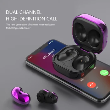Färgglada TWS 5.1 Bluetooth-LED HD Earbud Hörlurar Handsfree Buller Stereo Mikrofon Trådlösa Osynliga Touch-Kontroll Vattentät