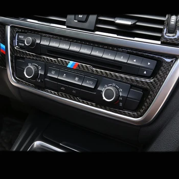 För BMW 3-4-serien 3GT F30 F31 F32 F34 interiörlister Carbon Fiber luftkonditionering CD-kontrollpanelen dekoration Täcka Bil styling