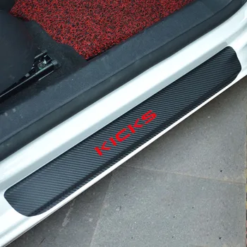 För Nissan Sparkar Kolfiber Vinyl Dekal Bil Dörrtröskel Beskyddare Scuff Plate-Bil Tillbehör