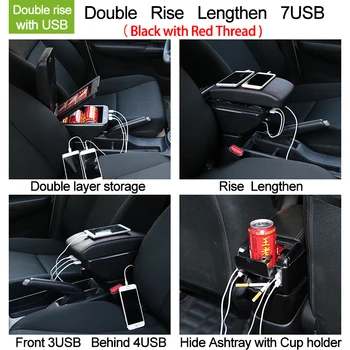 För Peugeot 107 armstöd laptop universal car center console caja ändring tillbehör dubbla upp +USB