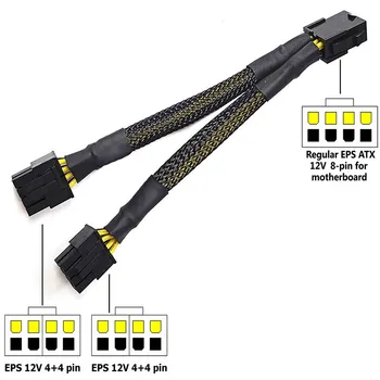 Första länken förlängning kabel strömförsörjning 8-stifts EPS man (2 x 4-pin) 8-pin hona 44 cm svart svart PC dedikerad intern power co