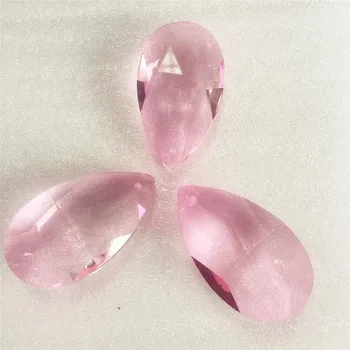 Försäljning Ljuskrona Crystal Pendant 50mm Rosa Mandel Droppformade Prismor Lampa Delar Hänge för Bröllop Dekoration