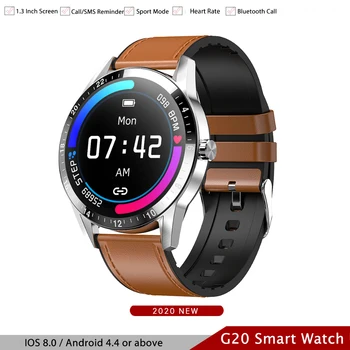 G20-Smart Klocka Män Full Touch Stora HD-Skärmen Bluetooth-Samtal pulsmätare Fitness Tracker Smartwatch För Android-IOS-Telefon