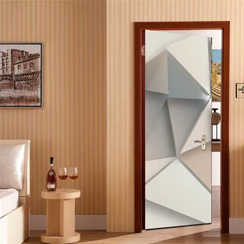 Geometriska Dörren Väggmålning Självhäftande Vattenfast Tapet Hem Design DIY PVC Affisch inreda Wall Art-Klistermärke deurposter