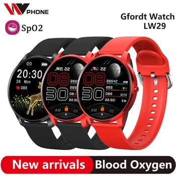Gfordt Smart Watch Global SpO2 blodtryck Bluetooth-5.0 IP68 Vattentät pulsmätare 1.28 Tums Slim Sport klocka